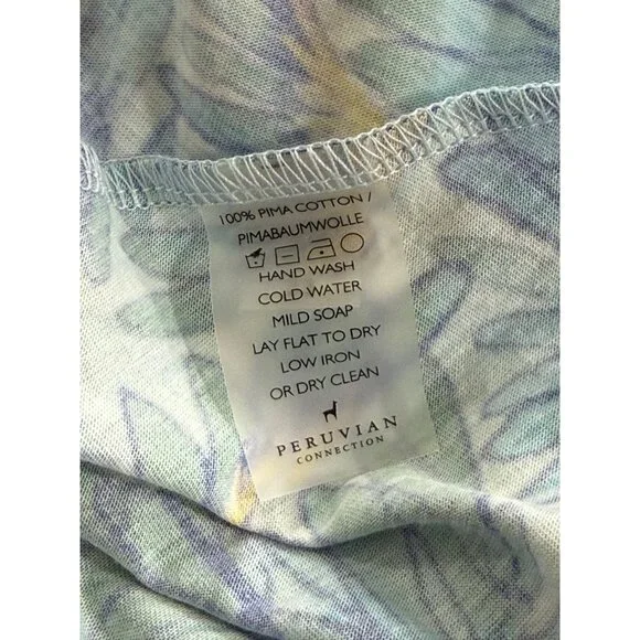 Peruvian Connection Maldives Maxi Dress Pool Blue Floral Pima Cotton EUC Size S - Picture 8 of 10